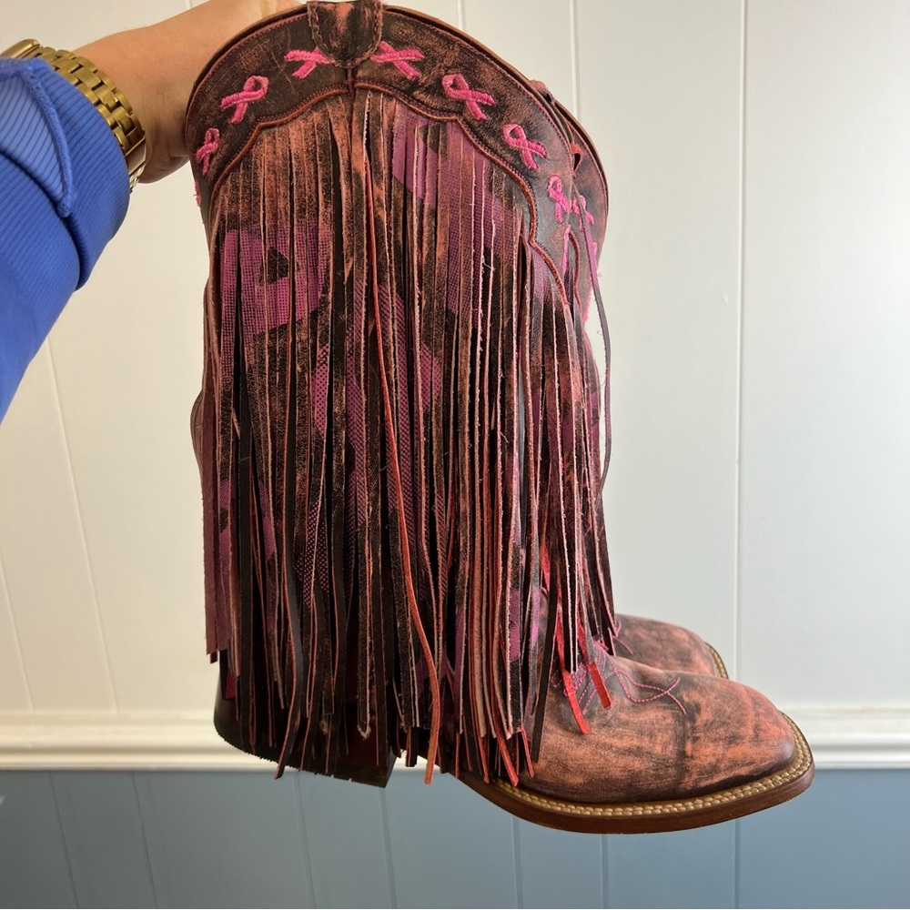 Breast cancer awareness cowboy boots 8.5